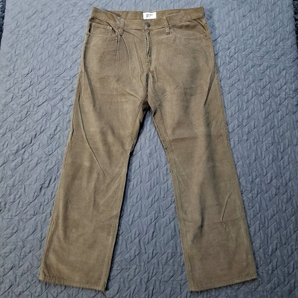 Old NAVY Corduroy Pants Mens 36X32 Brown Slim Etroit Straight Dark Wash Casual